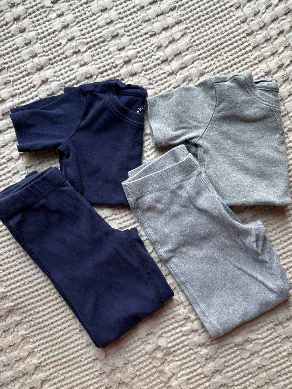 Primary Kids Short Sleeve Pajama Sets - Navy & Gray. 4-5 Years